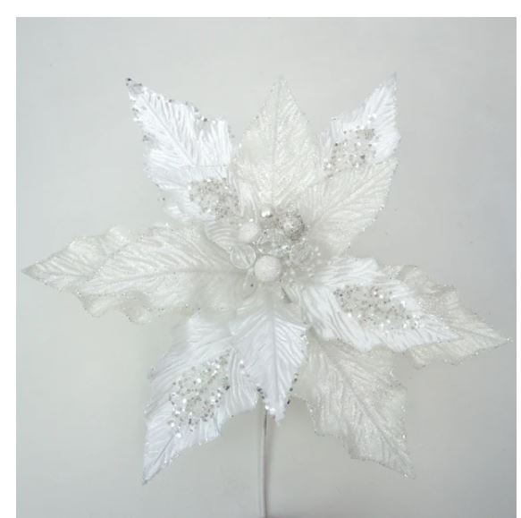 12" Festive Poinsettia - Choose from White or Black