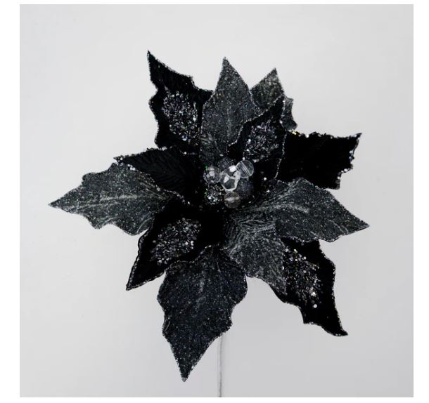 12" Festive Poinsettia - Choose from White or Black