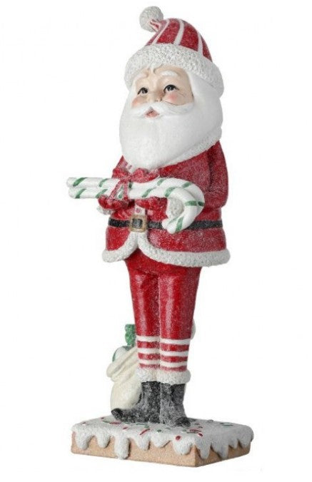 9.5"RESIN Red, White and Green Santa with Candy Canes