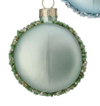 2.3" Glass beaded Macaroon Ornament - Choose Blue, Pink or Green