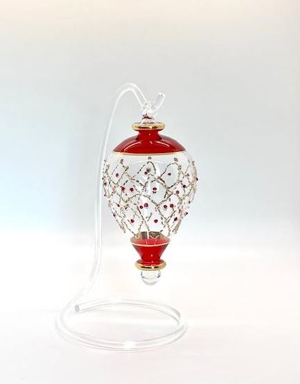 Egyptian Glass Hand Painted Balloon - Red and Gold