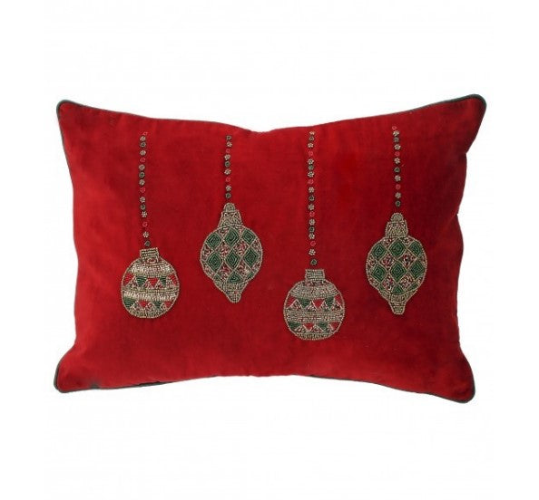 14"X20" Beaded Ornaments Velvet Pillow