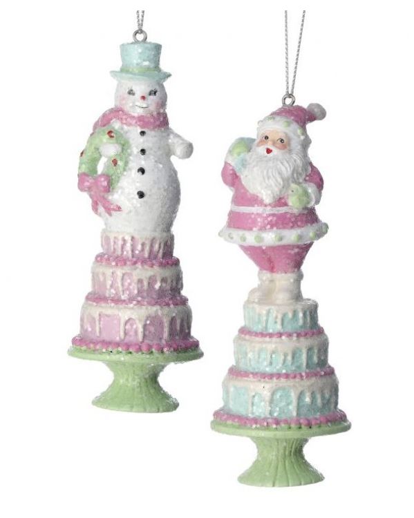 5.5" Resin Santa or Snowman on Cake Ornament