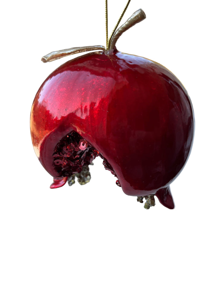 4" Enchanted Pomegranate Ornament - Red with Red Seeds
