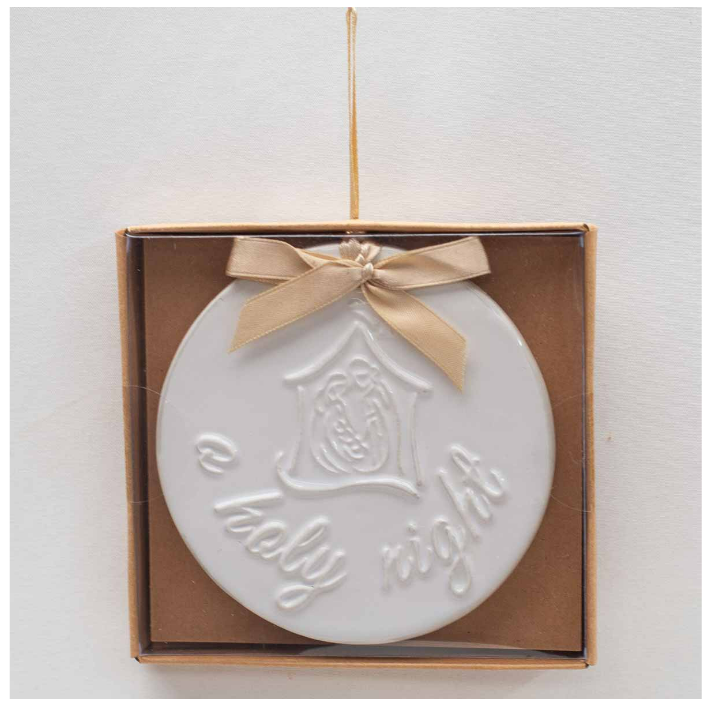 4" O Holy Night Embossed Ornament in Box