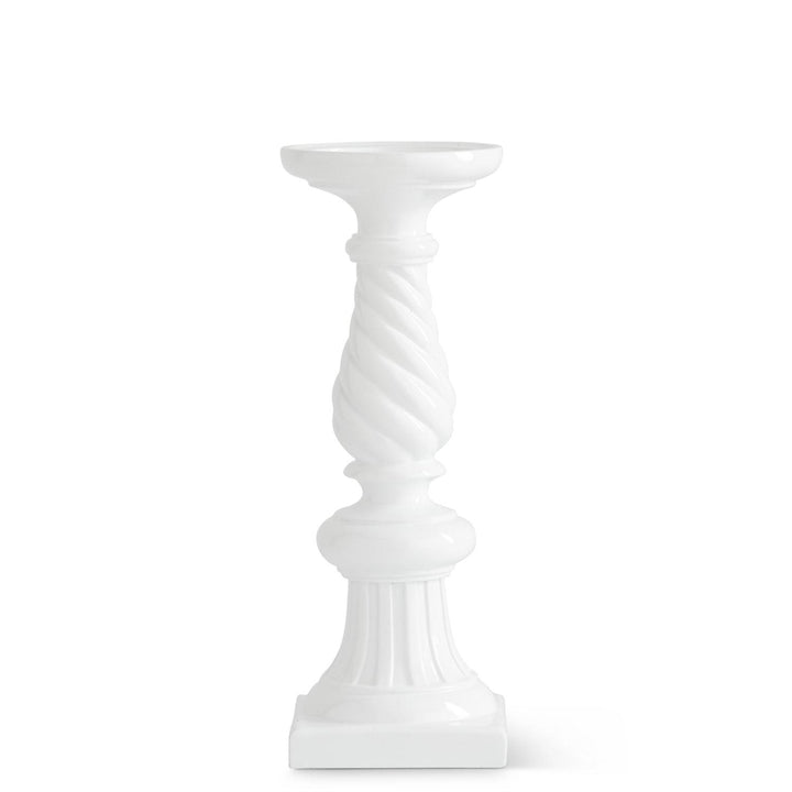 White Resin Spiral Candleholders with Square Base - Choice of Small, Medium or Large