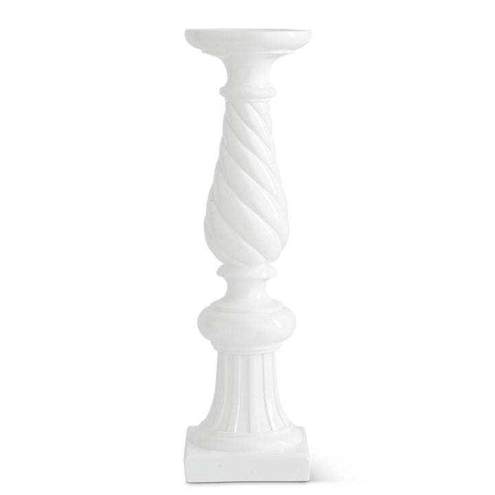 White Resin Spiral Candleholders with Square Base - Choice of Small, Medium or Large