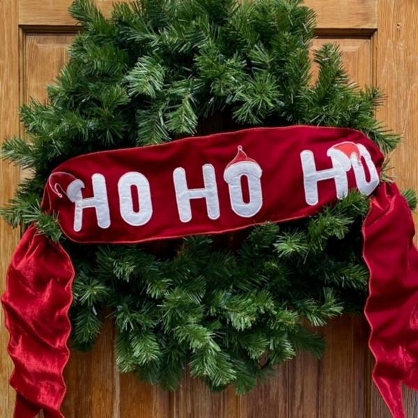 6"x 70" Velvet Ho Ho Ho Banner, Red