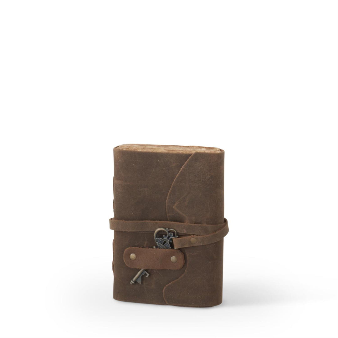 8" Leather Handcrafted Unlined Journals with Antique Key - Choose from Assorted Colors