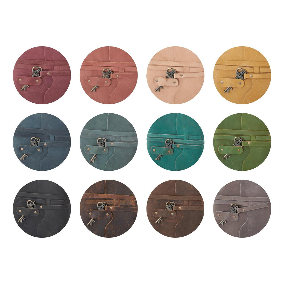 6" Leather Handcrafted Unlined Journals with Antique Key - Choose from Assorted Colors