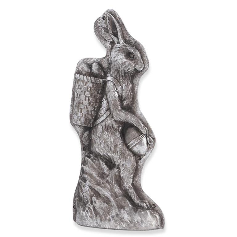 11.25" Antique Silver Resin Embossed Bunny Candy Mold with Backpack