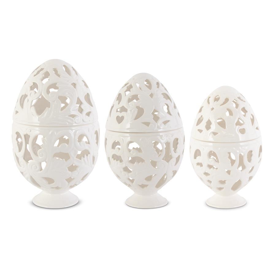 Cream Scroll Cutout Egg Containers - Choice of 3 Sizes