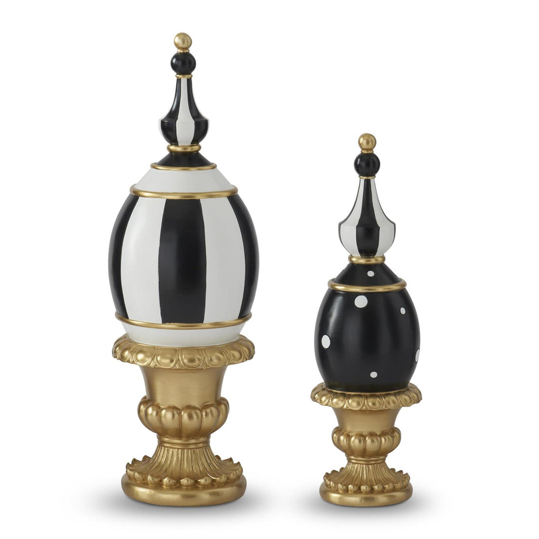 Gold Black & White Easter Egg Finials