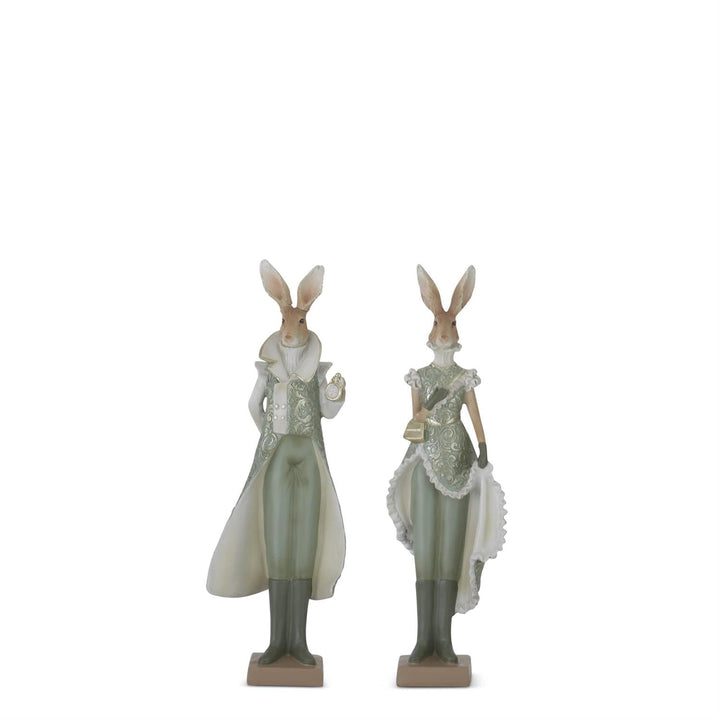 13 Inch Sage Green & Cream Easter Bunnies - Set of 2