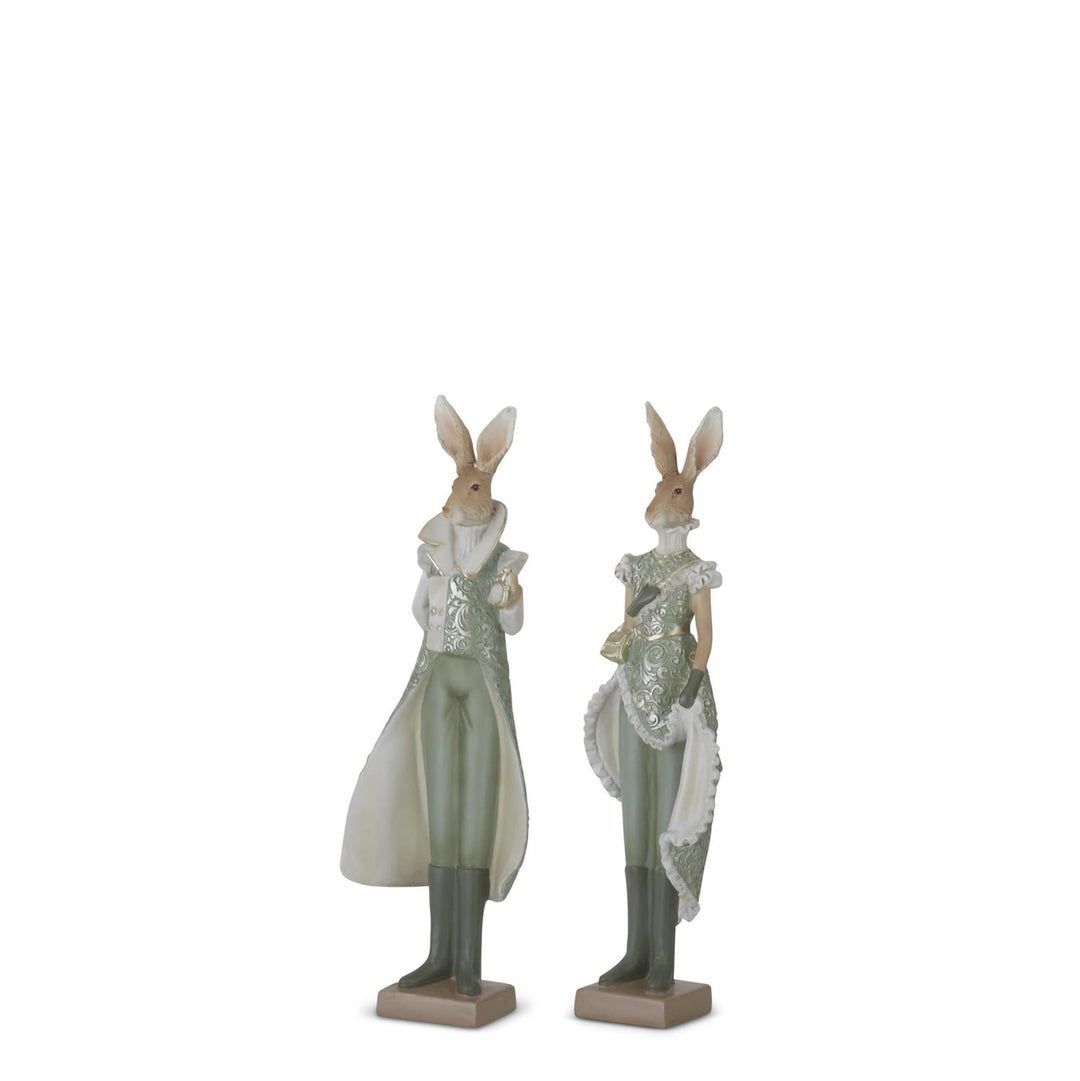 13 Inch Sage Green & Cream Easter Bunnies - Set of 2