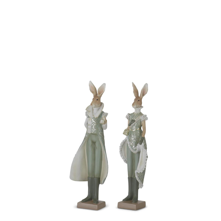 13 Inch Sage Green & Cream Easter Bunnies - Set of 2