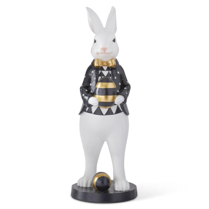 31.75"  Black & Gold Resin Boy Easter Bunny