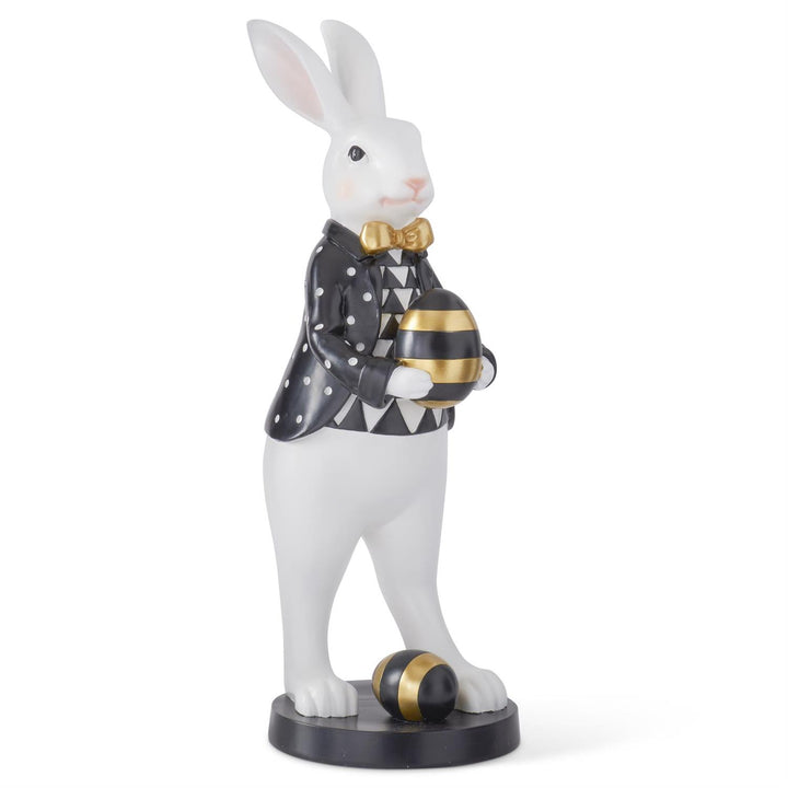 31.75"  Black & Gold Resin Boy Easter Bunny