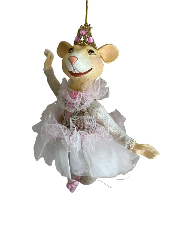 8" Velvet Dancing Mice Ornaments Set of 2