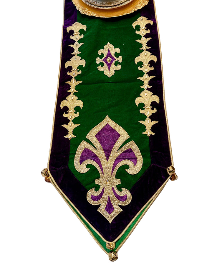 13" x 72" Mardi Gras Fleur De Lis Runner by Nancy Brown