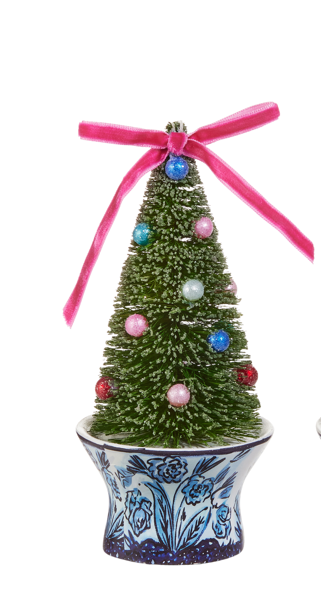6" Bottle Brush Trees in Chinoiserie Pot Ornament