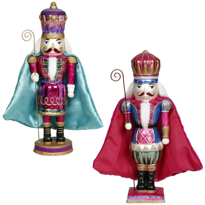 11" Tabletop Nutcracker - Choice of 2 Colors - Pink Cape or Aqua Cape