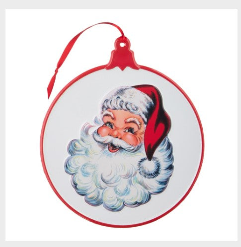 9.5" Santa Embossed Metal Wall Ornament