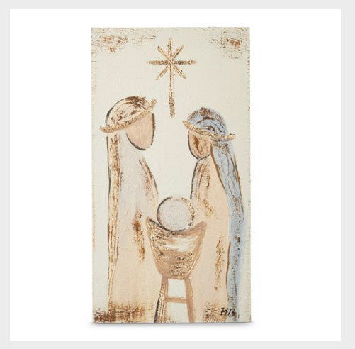 26" Holy Family Textured Wood Wall Art