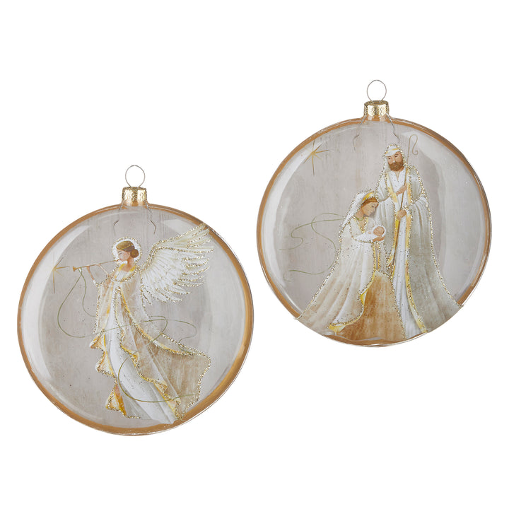 5.5" Holy Family and Angel Disc Ornament