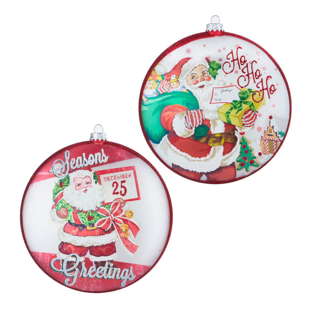 6.5" Season's Greeting Disc Ornament - Choice of Style