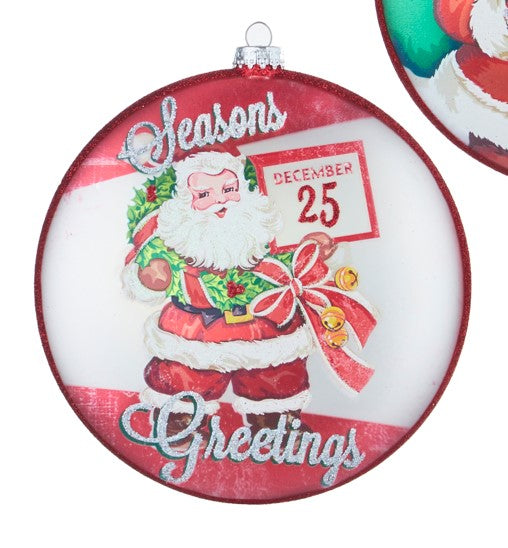 6.5" Season's Greeting Disc Ornament - Choice of Style