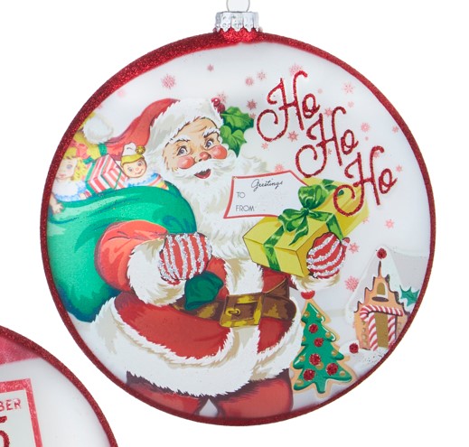 6.5" Season's Greeting Disc Ornament - Choice of Style