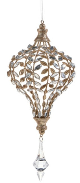 14" Jeweled Drop Ornament with Champagne Glitter - Choice of 2 Styles