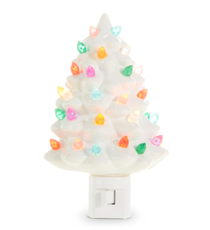 6" Vintage White Tree Night Light