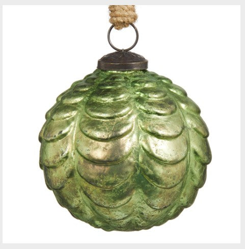 4" Green Texture Ball Ornament