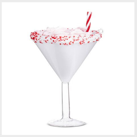 6" Pink Peppermint Martini Ornament