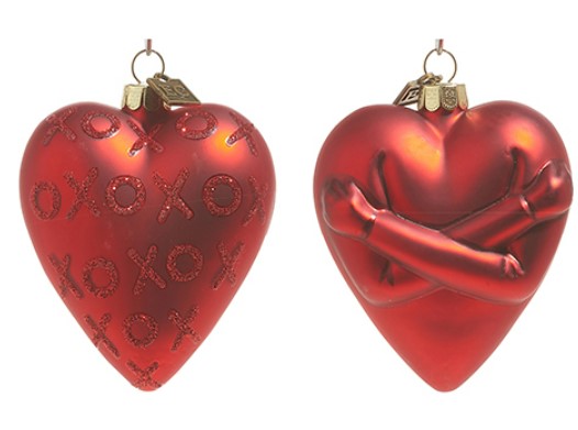 EC 3.5" Red Hugs and Kisses Heart Ornament