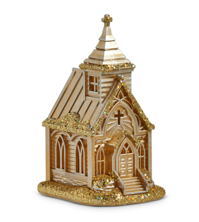 4.5" Golden Church Ornament