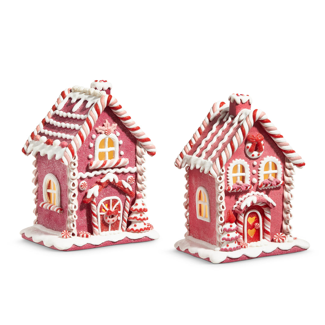 9" Lighted Gingerbread House - Set of 2