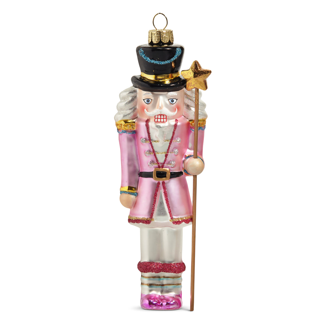 6" Blushing Nutcracker Glass Ornament