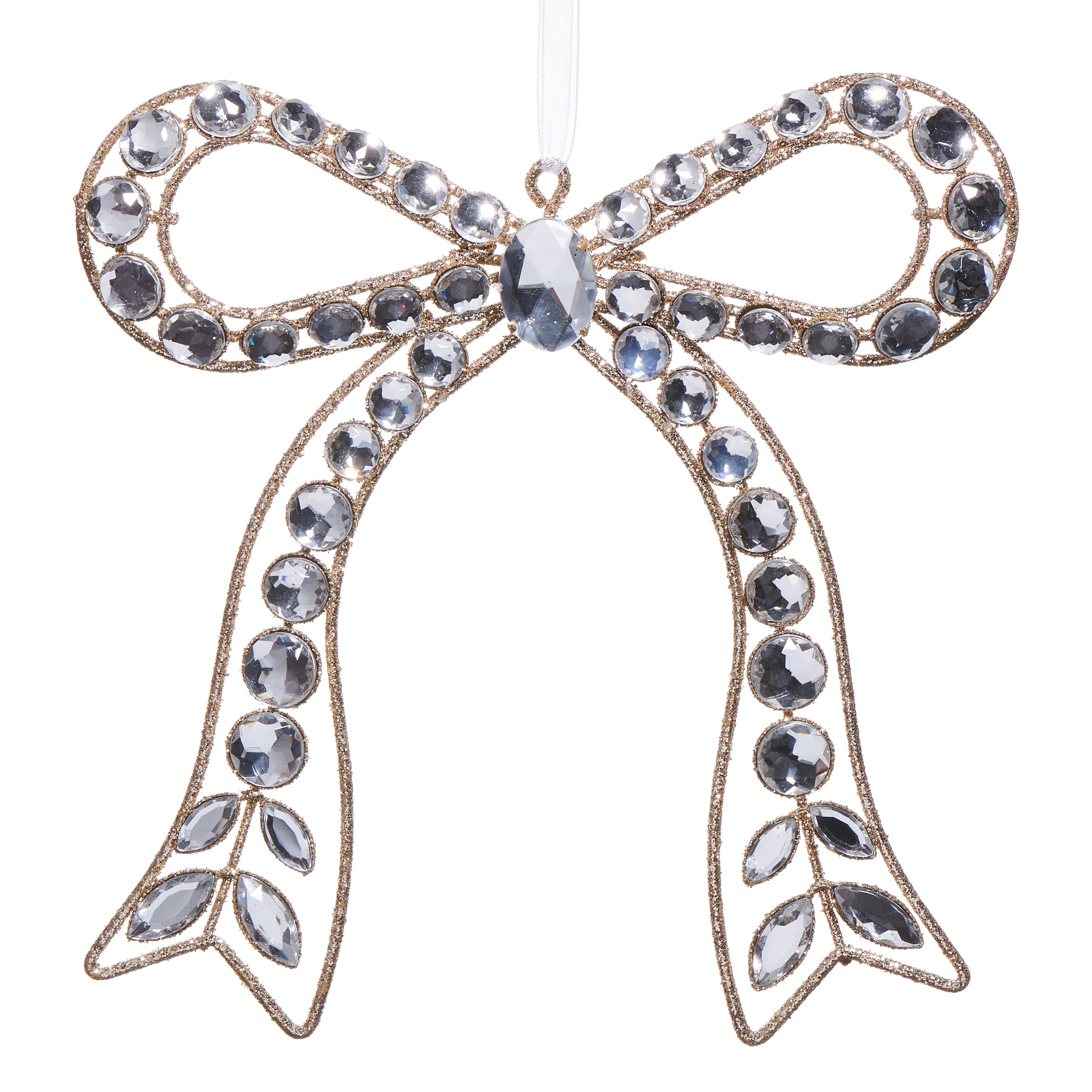 Clear Jeweled Bow Ornament - Thumbnail 3
