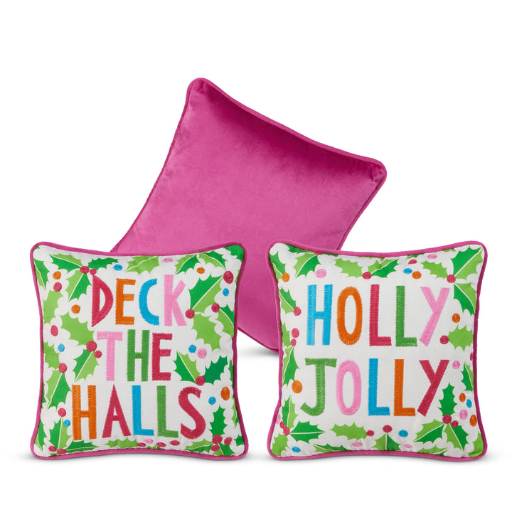 12" Pillow - Choice between Holly Jolly or Deck the Halls