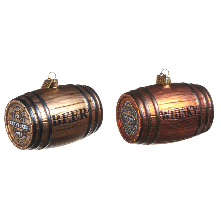 RAZ  4" Barrell Ornament - Choice of Beer or Whiskey by Eric Cortina