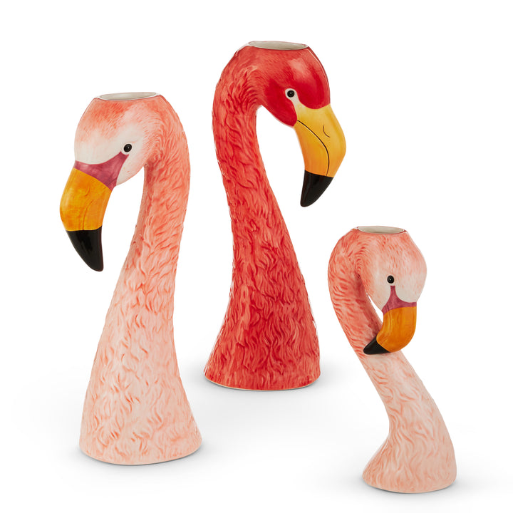 14" Flamingo Head Vase - Set of 3