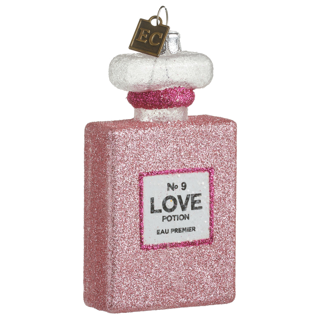 EC 4" Glitter Pop Pink Love Potion No. 9 Ornament