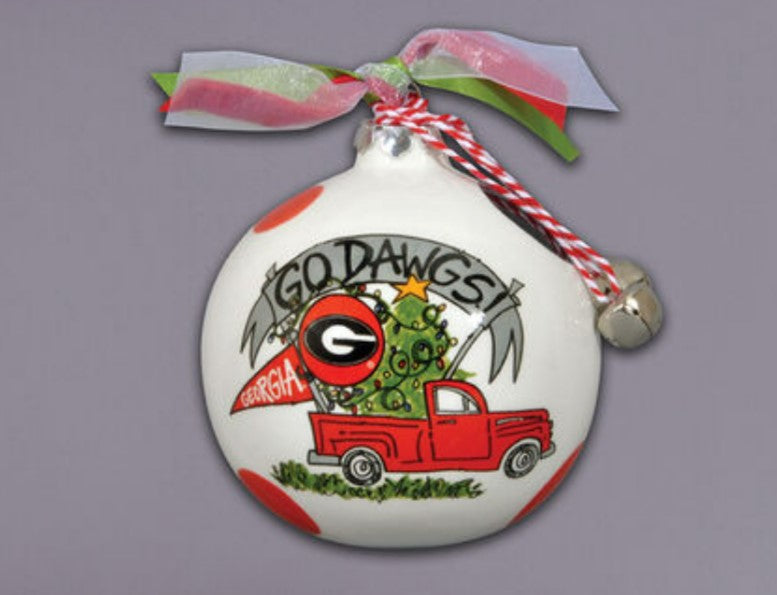 Go Dawgs Red Truck Ornament