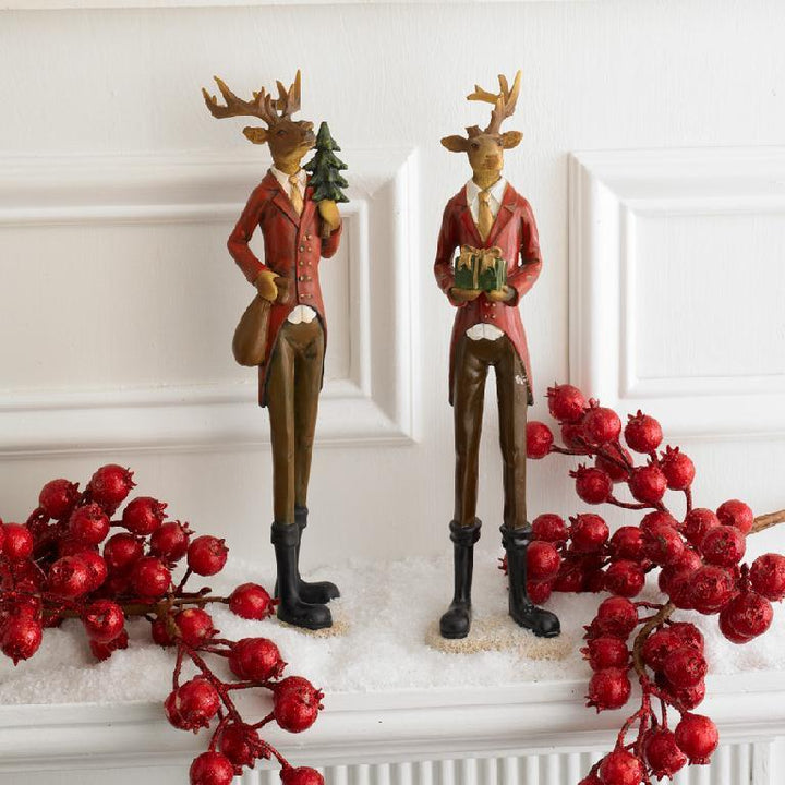 27" Red Crackle Glitter Rosehip Stem