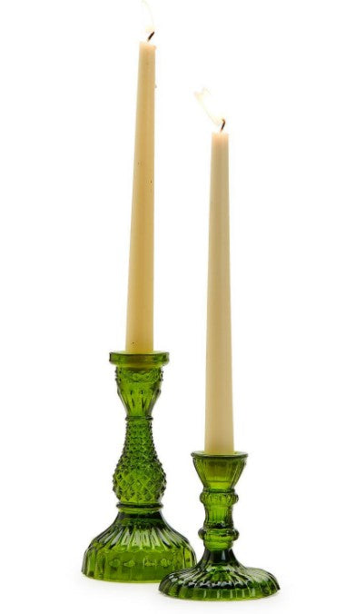 Casa Verde Moss Glass Candlestick - Choice of 2 Sizes - - Recycled Glass