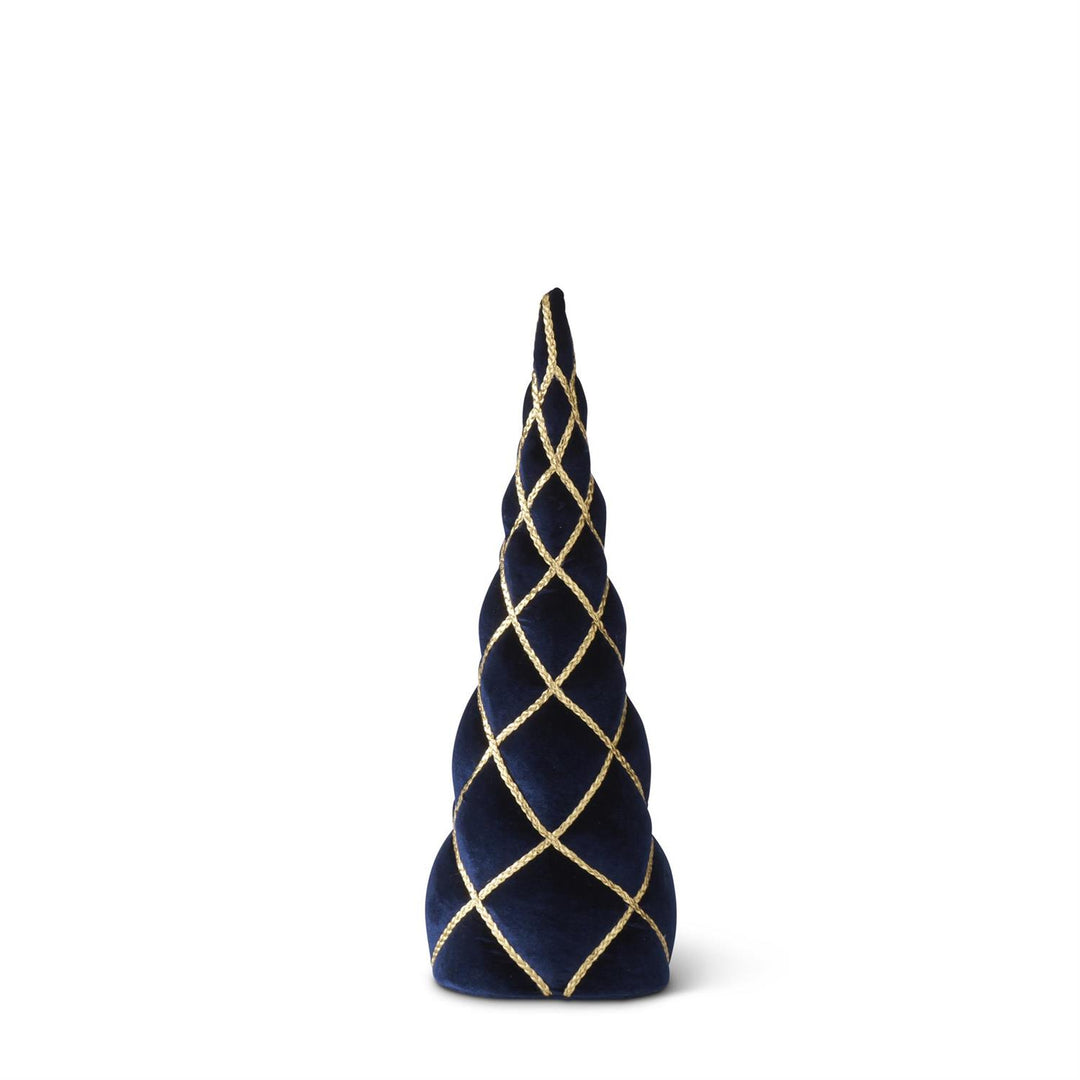 22.25" Blue Velvet with Gold Braid Cone - Tree