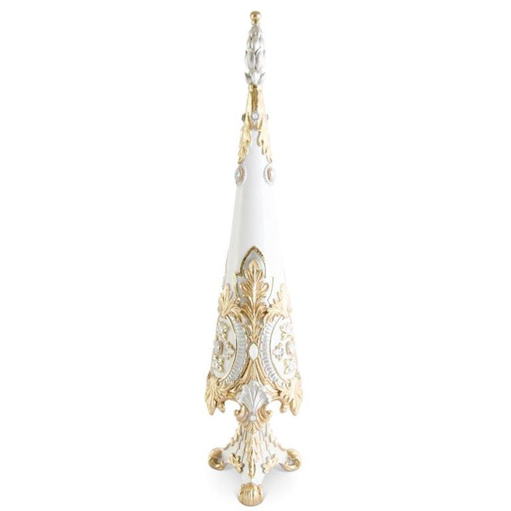36" White Glittered Resin Ornate Jeweled Tree